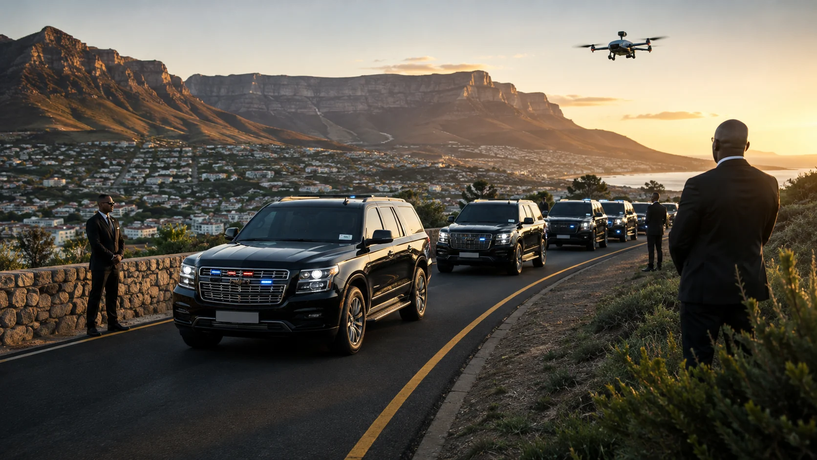 Illustrative executive motorcade with ground protection
